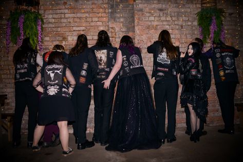 Heavy Metal Dress, Punk Wedding Guest Outfit, Metal Head Wedding, Metalhead Wedding, Skyrim Wedding, Black Metal Wedding, Whimsigoth Wedding, Heavy Metal Wedding, Metal Couple