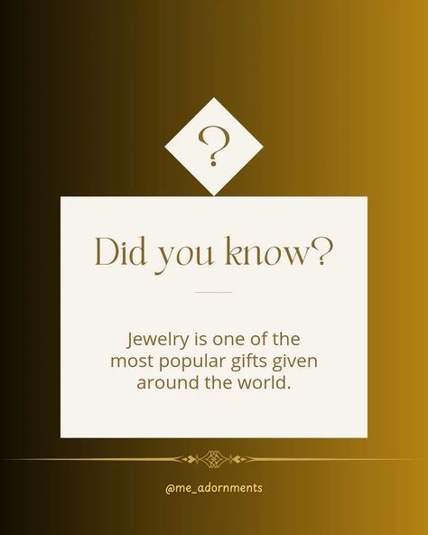 Good morning my customers 🌞 Gift your loved ones a jewelry piece from us today! A trial will convince you🥰 #didyouknowfacts #jewelrytipsoftheday #giftideas #giftforher #giftforhim #meadornments #jewelryinbenin #jewelryinlagos Jewelry Product Shots, Customer Gifts, Product Shots, Did You Know Facts, Loved Ones, Wholesale Jewelry, Gift Giving, Jewelry Pieces, Did You Know