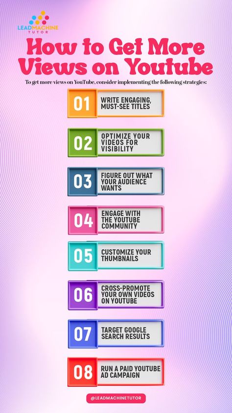 These proven strategies are a must-try for anyone looking to increase their YouTube views and gain more exposure. Imagine the joy of seeing your videos gaining popularity, attracting more viewers, and growing your channel. Pin this post and click the link below to discover these amazing strategies and unlock the full potential of your YouTube views! #YouTubeips #GrowYourChannel Pin it now to refer back to these awesome YouTube tips! https://www.leadmachinetutor.com/order-main Get More Views On Youtube, Youtube Tips, Youtube Ads, Google Search Results, Youtube Views, Content Creators, You Youtube, Ad Campaign, Youtube Videos