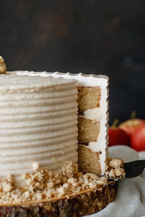 You'll love the warm flavors in this delicious brown sugar layer cake! Filled with apple butter and topped with a cinnamon Swiss meringue buttercream frosting, it's a taste of autumn, anytime! #layercake #brownsugarcake #fallcakerecipe Turkey Sugar Cookies, Apple Butter Cake, Swiss Meringue Buttercream Frosting, Meringue Buttercream Frosting, Brown Sugar Cake, Fall Birthday Cakes, Cinnamon Frosting, Brown Sugar Cakes, Fall Cake Recipes