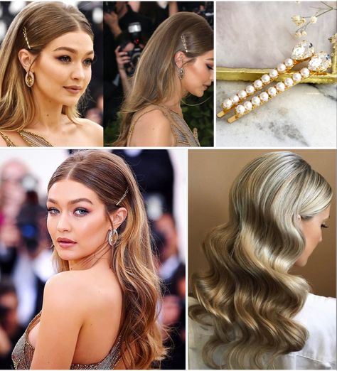 Gatsby Party Hairstyles Long, Great Gatsby Wedding Hair, Retro Glam Hair, Gatsby Long Hair, Hair For Evening Event, Great Gatsby Party Hairstyles, Gatsby Party Hair, Long Hair 1920s Hairstyles, 20s Hair Long