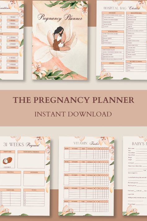 Maternity Journal, Vitamin Tracker, Pregnancy Journal Printable, Pregnancy Vitamins, Pregnancy Tracker, Bringing Baby Home, Hospital Bag Essentials, Pregnancy Planner, Pregnancy Books