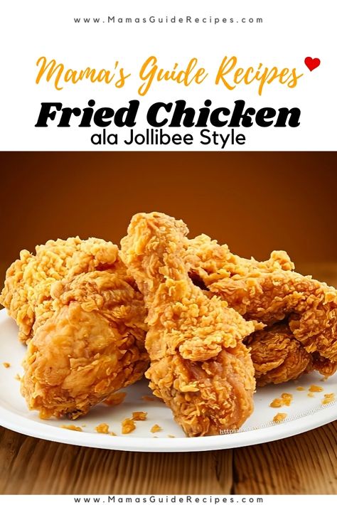 Fried Chicken ala Jollibee Style - Mama's Guide Recipes Filipino Fried Chicken Recipe, Chicken Recipes Pinoy, Pinoy Foods, Spicy Fried Chicken, Chicken Burgers Recipe, Spicy Chicken Recipes, Pork Rib Recipes, Bake Goods, Crispy Fried Chicken