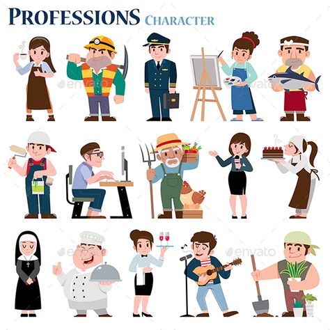 Professions cartoon Character Animation Process, Free Vector Illustration, Storyboard Artist, Book Projects, Drawing Skills, Animation Studio, Free Illustrations, Cute Characters, Cartoon Illustration