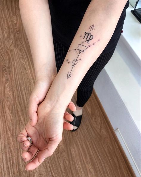 Unique Virgo Tattoo Ideas, Hr Giger Tattoo, Wrist Band Tattoo, Virgo Tattoo Designs, Alchemy Tattoo, Dna Tattoo, Small Heart Tattoos, Dragonfly Tattoo Design, Horoscope Tattoos