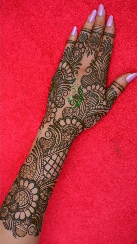 Full Arabic Mehndi Designs, Easy Heavy Mehendi Designs, Front Side Mehndi Design Arabic, Full Hand Arabic Mehndi Design, New Arebiyan Mehndi Designs, Bangal Mehandi Design, Mehindhi Design Simple Modern Easy, Arabic Mehndi Design Back Hand, Dulhan Mehandi Unique Bridal