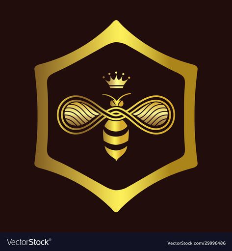 Queen Bee Logo Design, Bee Logo Ideas, Queen Bee Logo, Honey Graphic, Bee Vector, Honey Label Design, Logo Bee, Bee Icon, Honey Logo