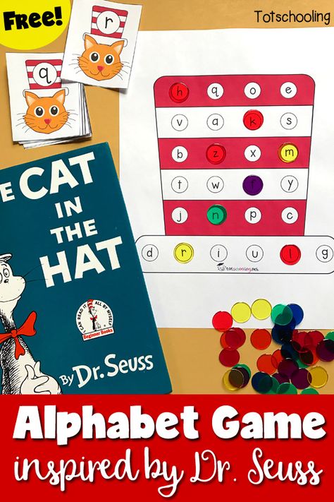 Dr Seuss Kindergarten, Dr. Suess, Dr Seuss Preschool Activities, Dr Seuss Preschool, Dr Seuss Classroom, Dr Seuss Activities, Dr Seuss Crafts, Alphabet Game, Seuss Classroom