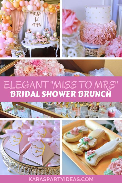 Bridal Shower Colors Schemes, Bridal Shower Dessert Table Decorations, Bridal Brunch Dessert Ideas, Vintage Bridal Shower Ideas Decoration, Bougie Bridal Shower Theme, Bougie Bridal Shower Ideas, Ms To Mrs Bridal Shower Ideas, Pink Bridal Brunch Decor, Miss To Mrs Bridal Shower Ideas