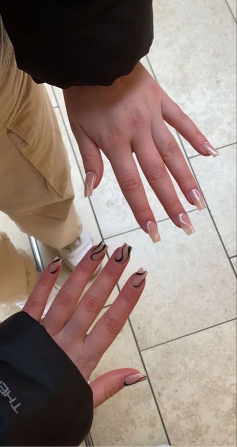 Best Friends Nails Bff, Matching Acrylic Nails For Best Friends, Best Friend Nails Ideas, Office Nails, Swirl Nails, Basic Nails, Casual Nails, Classy Acrylic Nails, Really Cute Nails