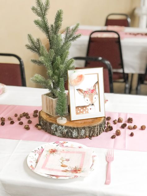 Woodland Table Centerpieces and table decor Woodland Party Table Decor, Deer Party Decorations, Woodland Girl Birthday Party, Wild One Centerpieces Birthday Girl, Woodland 1st Birthday Girl, Woodland Centerpiece Baby Shower Ideas, Woodland Birthday Party Girl, Bambi Centerpiece Ideas, Woodland First Birthday Girl