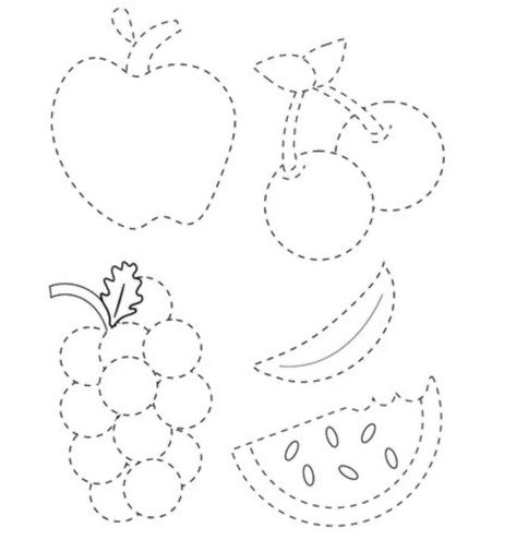 Images By Martina Melicheríková On Jeseň 9E0 Dotted Line Drawing, Fruit Shapes For Kids, Drawing Fruits For Kids, Drawing Worksheets For Kids, Fruits Shapes, Dot Composition, Fruits Printable, Loose Art, Fruit Shapes