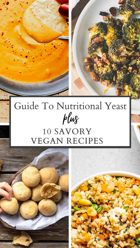 picture of 4 vegan recipes that contain nutritional yeast Recipes For Nutritional Yeast, Tofu Nutritional Yeast Recipes, Nutritional Yeast Cheese, Nutritional Yeast Uses, Nutritional Yeast Cheese Sauce, Using Nutritional Yeast, Vegan Cheese No Nutritional Yeast, Diet Diary, Cholesterol Recipes