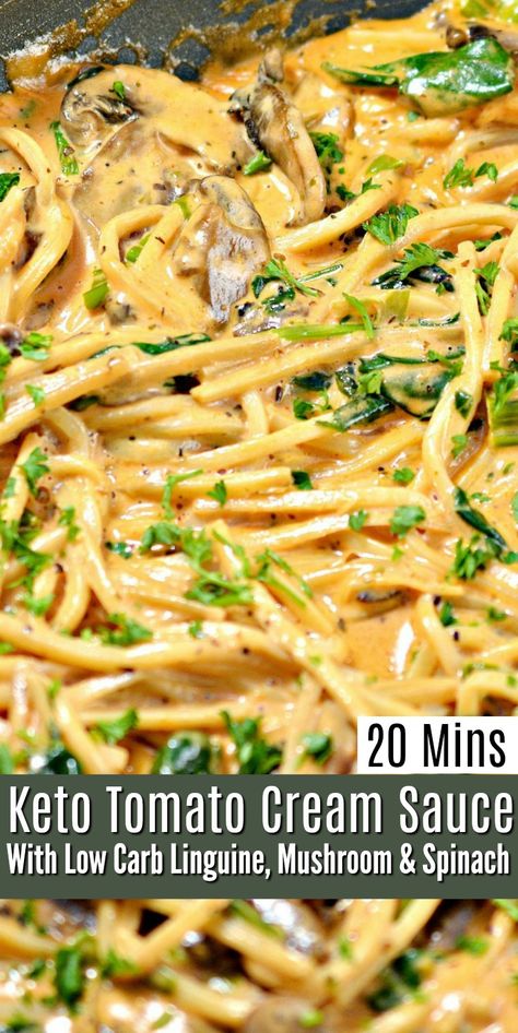 Quick Linguine Recipes, Keto Tomatoes Recipes, Low Carb Pasta Sauce Recipe, Low Carb Tomato Sauce, Mushroom Low Carb Recipes, Keto Pasta Sauce Recipe, Low Carb Sauces For Pasta, Keto Pasta Dishes, Low Carb Pasta Dishes