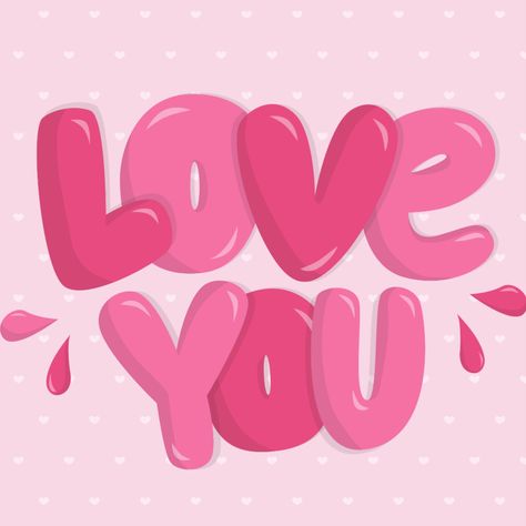 Pink colored "Love You" lettering Design over a pink dotted background. Perfect for Valentines or any love related designs and others! Cute Love Illustration, Love You Stickers, I Love You Cute Pics, Loving You Letters, I Love You Lettering, I Love You So Much Quotes, Valentines Wallpaper Iphone, Love You Cute, Happy Valentines Day Images