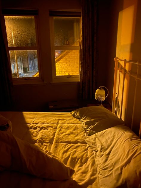 Night Window, Hotel Sheets, Lighting Bedroom, Retro Light, Yellow Room, Holiday Hotel, Late At Night, Warm Bed, Yellow Bedroom