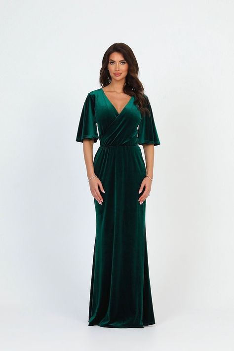 Mother of the bride dress velvet dress, bridesmaid dress wedding guest dress, flare sleeve dress dark green dress long dress, maxi dress, women dress, party dress, elegant dress, wedding dress, evening dress, cocktail dress, formal dress, occasion dress, maid of honor, civil wedding dress, reception dress, gown dress, dress wedding guest, engagement dress.

More velvet dresses can be found here:
desirvale.etsy.com Party Dress With Sleeves, Party Dresses With Sleeves, Winter Bridesmaids, Velvet Evening Dress, Velvet Party Dress, Velvet Bridesmaid Dresses, Dark Green Dress, Dress With Sleeves, Evening Dresses Cocktail