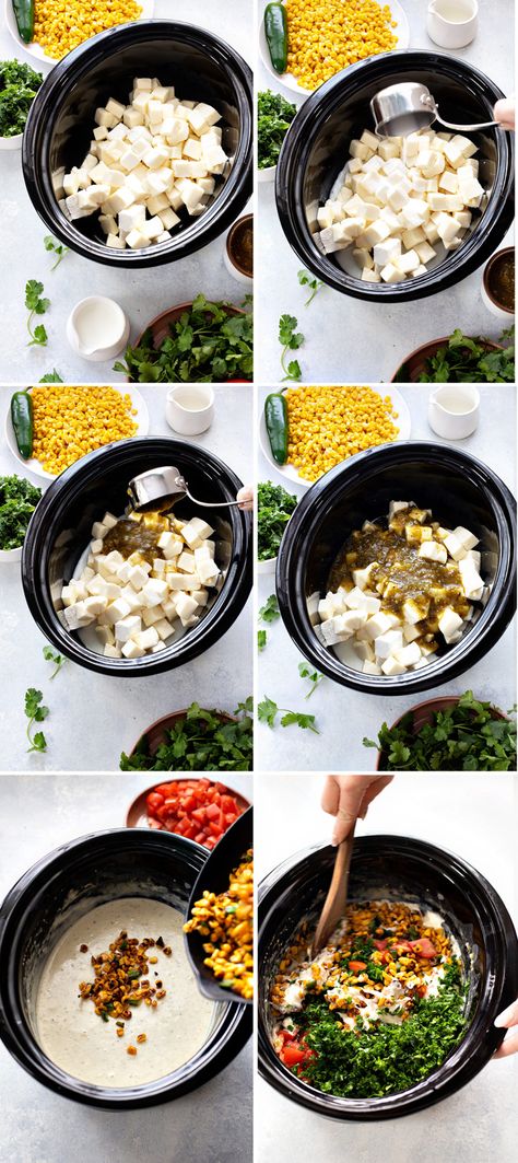 Queso Blanco served with tortilla chips is a perfect appetizer to enjoy while watching the Super Bowl, or any of your favorite sports on game day for that matter. You'll love all the mix-ins in this queso blanco recipe. My white queso dip recipe has 2 types of cheeses, diced tomatoes, and roasted corn. This is the best white queso recipe! Slow Cooker Queso Blanco, White Queso Dip Crockpot With Meat, Best White Queso Recipe, Crockpot White Queso Dip, Slow Cooker White Queso, Game Day Queso Crock Pot, Queso Blanco Dip With Chorizo, Mexican Queso Dip White, Hamburger Dip