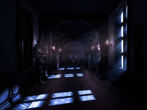 A ghostly corridor, the hallway of the Gloomy Manor from the official artwork set for #LuigisMansion 2 Dark Moon on Nintendo #3DS. #Luigi http://www.superluigibros.com/luigis-mansion-2 Luigi's Mansion Dark Moon, Dark Mansion, Luigi Mansion, Vampire Castle, Mansion Aesthetic, Moon Artwork, Dark Hallway, Dark Castle, Luigi's Mansion