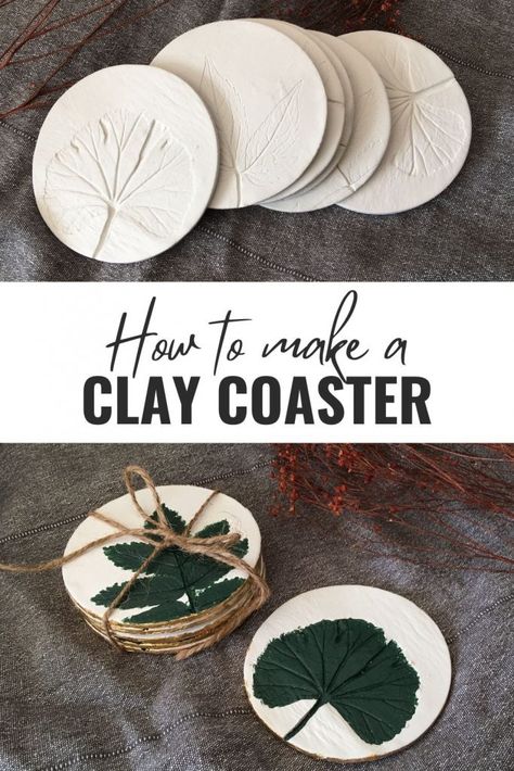 Lightweight Clay Ideas, Air Dry Clay Flower Press, Plant Imprint Clay, Air Dry Clay Botanical, Salt Dough Coasters Diy, Plant Impressions In Clay, Air Dry Clay Projects Mothers Day, Clay Coasters Air Dry, Airdryclay Ideas Coaster