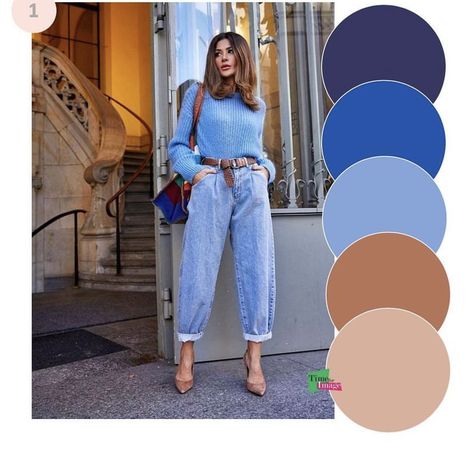 Color Matching Clothes, Blue Color Combinations, Outfits Con Jeans, Colour Combinations Fashion, Color Combos Outfit, Business Attire Women, Color Combinations For Clothes, Jeans Claro, Outfit Mujer