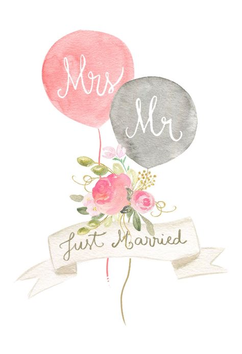 Newlywed balloons - Free Wedding Congratulations Card | Greetings Island Vintage Car Wedding, Wedding Drawing, Wedding Congratulations Card, Card Greetings, Greetings Island, Wedding Cards Handmade, Wedding Congratulations, Wedding Illustration, Wedding Greeting Cards