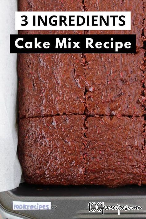 3 ingredient Cake Mix Recipe (Are you Kidding me cake) Cake Mix And Pie Filling, 3 Ingredients Cake, 3 Ingredient Cake, 2 Ingredient Cakes, Milk Recipes Dessert, Evaporated Milk Recipes, Cake Mix Bars, Chocolate Cake Mix Recipes, Low Calorie Cake