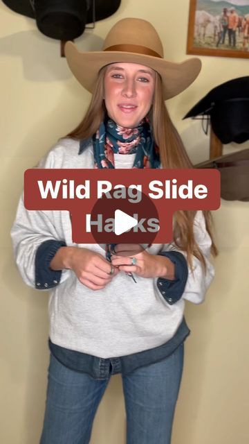 Mikayla Woodzell- WranglinRags on Instagram: "Wild Rag Slide Hacks 💍 These are just for those slides or rings that are a little too big to stay put on your wild rag! Some slides do come adjustable or are made small so they have a tight fit. #wranglinrags #wildrags #wildragtutorial #westernwear #cowgirlhacks" Diy Wild Rags Patterns, Tying A Wild Rag, Wild Rag Knots, Wild Rag Ties, How To Wear A Wild Rag, How To Tie A Wild Rag Scarf, How To Tie Wild Rags, Stock Show Hairstyles, How To Tie A Wild Rag