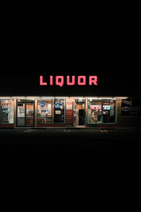 Liquor Store | HD photo by Jakob Owens (@jakobowens1) on Unsplash Liquor Store Signage, Liquor Store Aesthetic, Liquor Wallpaper, Liquor Aesthetic, Ghost Shoot, Blue Neighborhood, Canva Backgrounds, Alcohol Store, Store Aesthetic