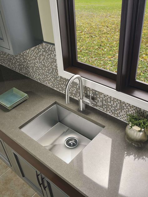 From intimate gallery kitchens to large gourmet workstaitions, Align® faucets bring a refreshed, modern look to the home. Simple lines create the contemporar... Moen Align, Kitchen Faucet With Sprayer, Galley Kitchens, Bar Faucet, Pull Out Faucet, Bar Faucets, Single Bowl Sink, Power Clean, Single Bowl Kitchen Sink