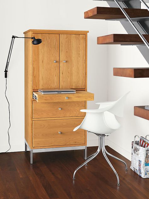 Modern Office Storage, Office Armoire, Small Woodworking Shop, Cabinet File, Armoire Desk, Door Office, Basement Guest Rooms, Armoire Makeover, Filing Cabinet Storage