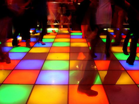 Colourful floor + people of the night Disco Floor, 80s Aesthetic, 70s Disco, Disco Party, Glam Rock, Coraline, Cafe Bar, Dance Floor, Dream Life