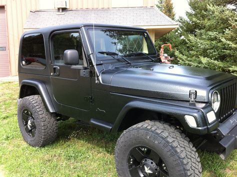 Rhino Lined Jeep, Two Door Jeep Wrangler, Black Jeep Wrangler, Wrangler Jeep, Black Jeep, Bed Liner, Jeep Tj, Jeep Stuff, Wrangler Tj