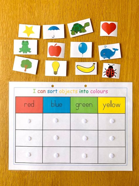 Colour Sorting for Toddler/pre-schooler Busy Book printable - Etsy Canada Colour Identifying Activities, Learn Colours Activities, Sorting For Kindergarten, Pre Schooler Activities Diy, Age 2-3 Learning Activities, Learning Colours Activity, Colour Sorting Activities Preschool, Toddler Activity Book Ideas, Diy Busy Book Toddler