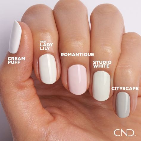 CND on Instagram: “Want to see how our new shade, Lady Lily, compares to the rest of the shades in your color portfolio? We bring you, Swatch and See! Thumb…” Fall Nail Colors Opi, Cnd Shellac Colors, Shellac Nail Colors, Kiara Sky Gel Polish, Instagram Portfolio, Shellac Colors, Cnd Nails, Cnd Vinylux, Cat Eye Gel Polish