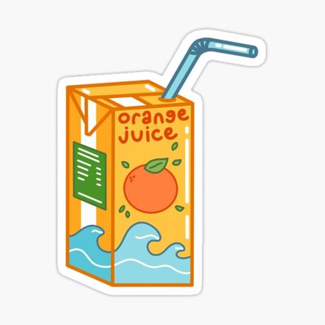 Juice Stickers | Redbubble Juice Cartoon Drawing, Juice Box Sticker, Orange Juice Drawing, Juice Box Drawing, Juice Pictures, Juice Cartoon, Drinks Stickers, Kawaii Drinks, Word Decoration