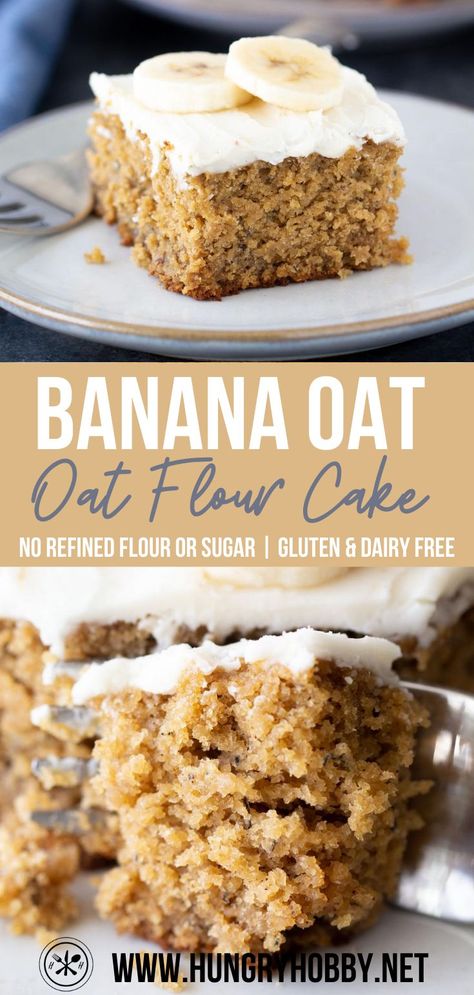 Vegan Oatmeal Cake, Banana Oat Cake, Oat Flour Cake, Banana Oat Flour, Healthy Banana Cake, Oat Cake Recipes, Glutenfri Baking, Oat Flour Recipes, Low Oxalate