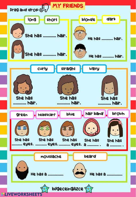 Describing People Worksheet For Kids, Describing People Worksheet, Adjectives To Describe People, Descriptions Of People, Describing People, Reading Comprehension Lessons, English Activities For Kids, Esl Activities, Learn Japanese Words