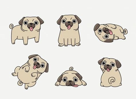 Mop Dog, Dog Cartoons, Pug Cartoon, Pug Tattoo, Pug Illustration, Pugs And Kisses, Pug Art, Drawing Animals, Pug Puppies