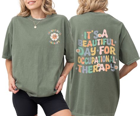 Comfort Colors® Retro Occupational Therapy Shirt, Cute OT Shirt, Special Education Shirt, Aesthetic Therapy Shirt, Funny Therapist Shirt F I T ∙ & ∙ S I Z I N G : -->These Unisex T-shirts have a modern-fit. Consult the size chart in the pics for an accurate fit. -->Women's sizes are narrower than the waist. -->Sleeves are rolled up in some product pictures. They do not come rolled up on delivery. T I M E ∙ T O ∙ D E L I V E R Y : -->Processing and production time is 1-2 business days. -->Delivery time varies depending on your delivery address. -->You can choose Rush and Express options for fast delivery. I M P O R T A N T : --> Order cancellations are accepted for 2 hours after purchase. -->For any questions, please contact me directly. It's my pleasure to assist you. Orders placed till 12