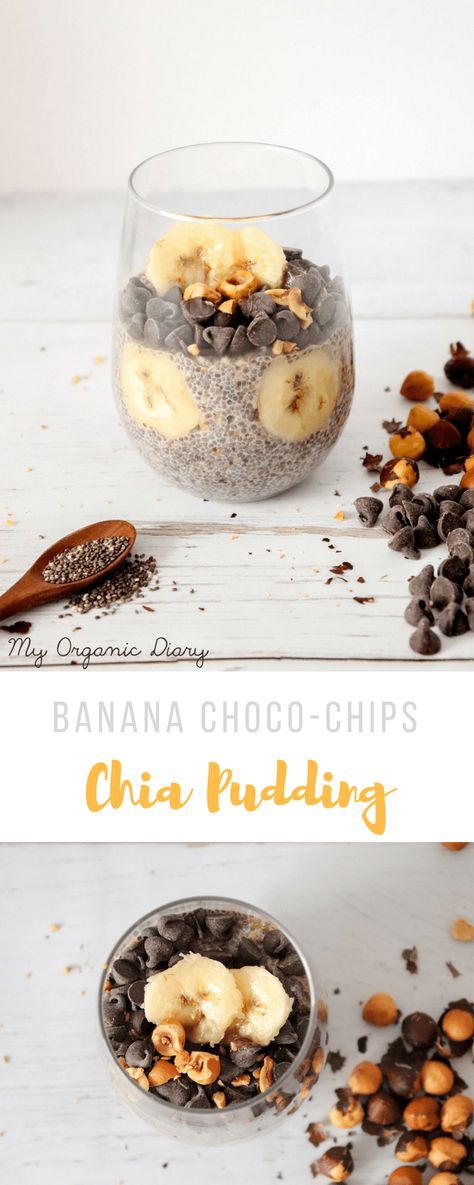 BANANA CHOCOLATE CHIP CHIA PUDDING - best easy breakfast to make overnight. High in fiber and protein. Vegan and gluten-free Chia Pudding Vegan, Overnight Chia Pudding, Chocolate Chia Pudding, High In Fiber, Gluten Free Banana, Choco Chips, Banana Chocolate, Vegan Banana, Banana Chocolate Chip