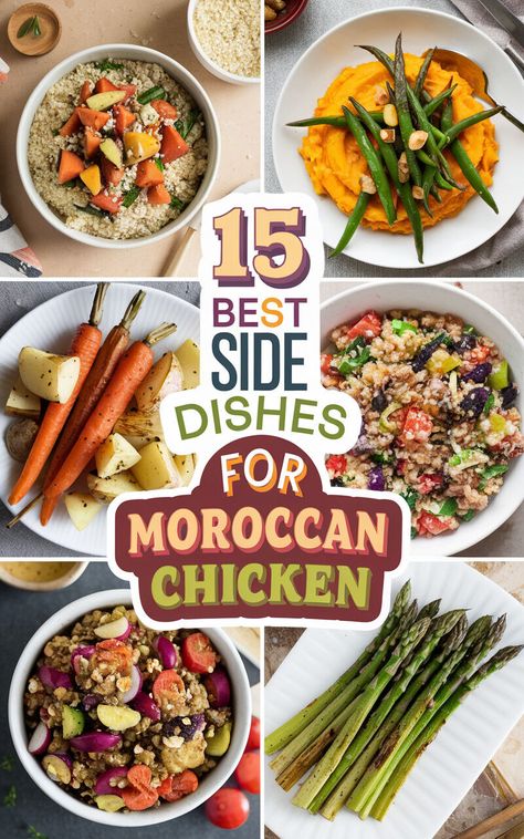 Upgrade your dinner game with these mouthwatering side dishes to serve with Moroccan chicken 🍽️🥗 #DinnerUpgrade #FoodGoals #Delicious Moroccan Side Dishes, Moroccan Chickpea Salad, Moroccan Dinner, Moroccan Carrot Salad, Moroccan Vegetables, Moroccan Carrots, Chicken Tagine, Moroccan Dishes, Popular Side Dishes