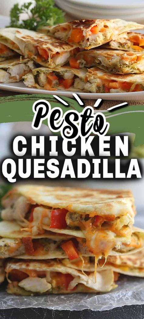 Leftover Chicken Skillet Recipes, Chicken Pesto Quesadilla, Chicken Parm Quesadilla, Leftover Pesto Chicken Recipes, Leftover Chicken Quesadilla Recipes, Pesto Quesadilla, Chicken Quesadillas Easy, Recipe Using Leftover Chicken, Tomato Pesto Chicken