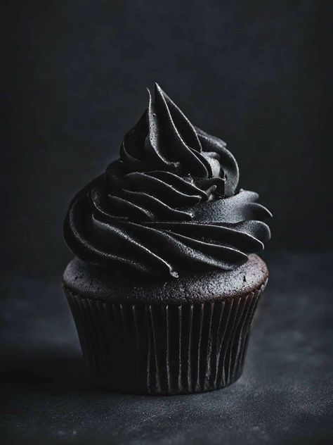 Get ready to eat the smoothest dark chocolate cakes you've ever tasted. These black velvet cupcakes are a simple to make and perfectly spooky. Black Velvet Cupcakes, Black Candy Apples, Christmas Cupcakes Recipes, Black Cupcakes, Black Food Coloring, Coffee Shop Branding, Light Cakes, Oreo Cupcakes, Ice Cake