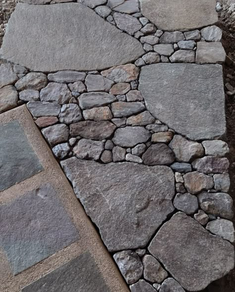 Stone Walls Garden, Stone Garden Paths, Stone Walkway, Stone Pathway, Landscape Elements, Landscape Concept, Patio Flooring, Stone Path, Mosaic Garden