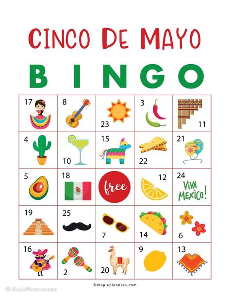 Download Cinco de Mayo Bingo Printable to celebrate this fun Mexican festival. #cincodemayo #bingocards Cinco De Mayo School Ideas, Cinco De Mayo Lessons For Kids, Cinco De Mayo Ideas For Kids, Spanish Bingo Free Printable, Cinco De Mayo Party For Kids, Cinco De Mayo Stem Activities, 5 De Mayo Crafts For Kids, Fiesta Games For Kids, Cinco De Mayo Activities For Seniors