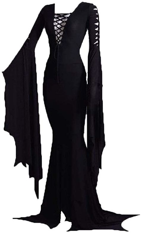 Amazon.com: Women's Morticia Addams Floor Dress Costume Adult Women Gothic Witch Vintage Dress: Clothing Morticia Addams Dress, Morticia Addams Costume, Addams Dress, Witch Vintage, Halloween Party Dress, Witch Dress, Gothic Witch, Morticia Addams, Halloween 2022