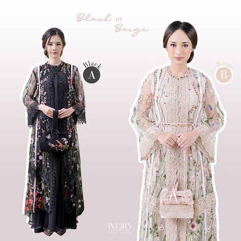 Ivory Studio RTW on Instagram: “Do you prefer our botanical dress in black or beige? 🍃” Ivory Studio Kebaya, Model Dress Kebaya, Botanical Dress, Inspiration Dress, Dress Kebaya, Kebaya Brokat, Street Chic, Model Dress, Kimono Top