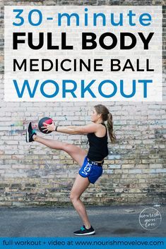 Medicine Ball HIIT Workout | 30 minute workout | HIIT workouts | HIIT workouts at home | medicine ball | total body workout || Nourish Move Love #hiit #workout #fitness Hiit Circuit Workout, Hiit Circuit, Medicine Ball Workout, Ball Workout, Hiit Workout At Home, Hiit Training, 30 Minute Workout, Circuit Workout, Medicine Ball