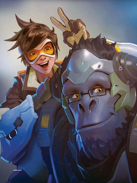 Tracer & Winston Art - Overwatch Art Gallery Chibi Overwatch, Overwatch Winston, Overwatch Wallpaper, Tracer Overwatch, Overwatch Drawings, Gamer Stuff, Gaming Wallpaper, Overwatch Wallpapers, Overwatch Tracer